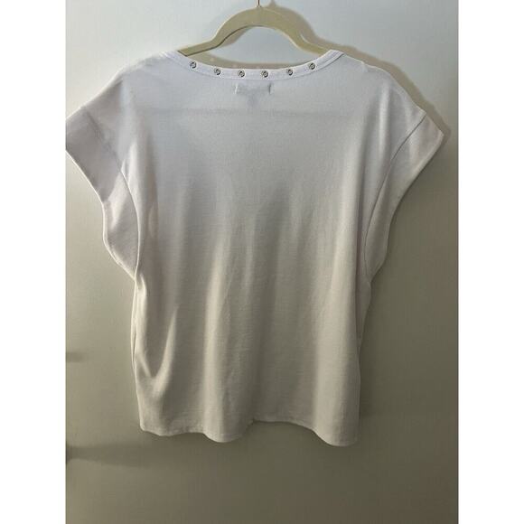 Frye Women’s Scoop Neck Short Sleeve  T-Shirt With Gromets White Sz XL N… - Picture 7 of 11